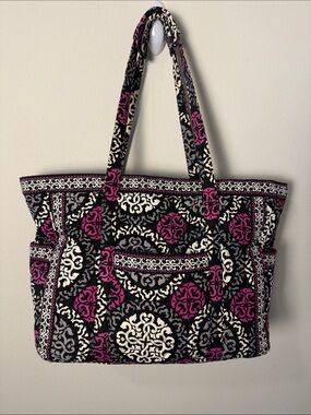 Vera Bradley Large Quilted Get Carried Away Tote Bag Multicolor with Pockets